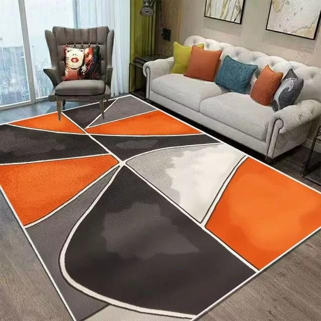 Karpetti Teppich in Orange mit geometrischem nordischem Design, rutschfest und weich, B/T: 120 x 80 cm - Bild 1