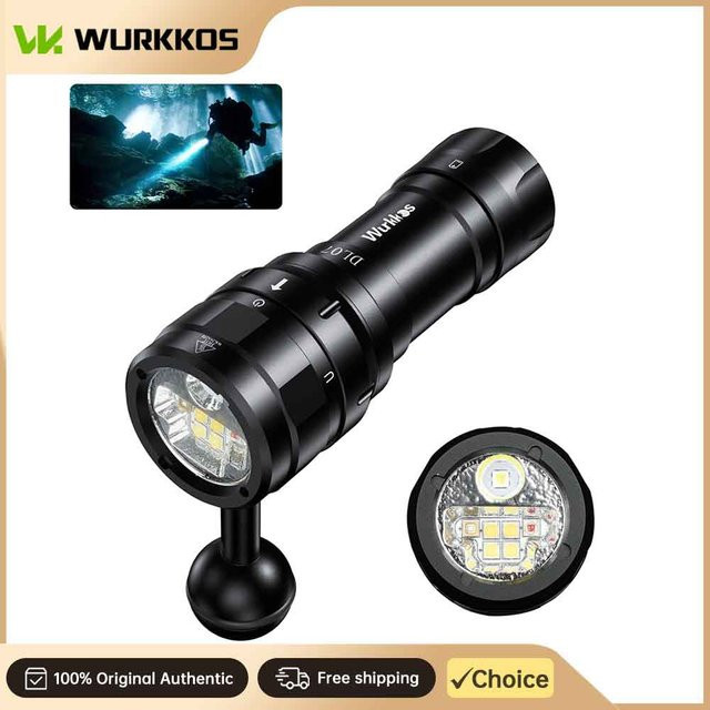 Wurkkos DL07 Tauchlampe mit mehrfarbiger LED, Drehverschluss, wasserdicht, 26650 Akku und Einzelsteckplatten-Ladegerät, 5000K - Bild 1