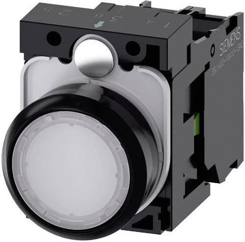 Siemens SIRIUS ACT Drucktaster mit flachem Betätiger und Frontring aus Kunststoff in Weiß - Bild 1
