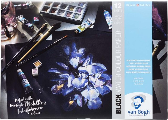 van Gogh Aquarellpapierblock Schwarz 360g/m² 12 Blatt A4 - Bild 1