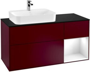 V&B Finion Waschtischunterschrank mit LED-Wandbeleuchtung und Regalfächern, Breite: 120 cm, Lackiert - Bild 1