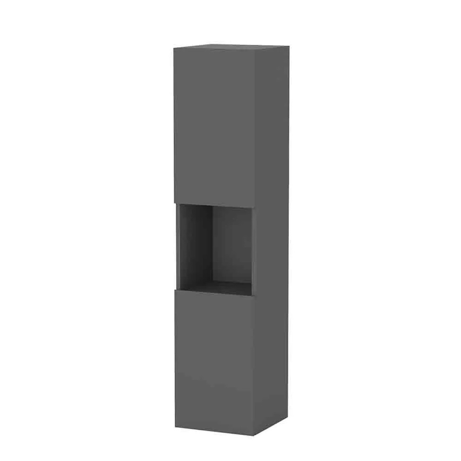 AICA Badezimmerschrank Aalst Hochschrank mit 2 Türen Softclose Grifflos Matt Anthrazit Hängend Höhe: 130 cm, Tiefe: 30 cm - Bild 2