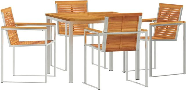 vidaXL 5-teilige Garten Essgruppe aus geöltem Massivholz Akazie in Braun mit Tisch und 4 Stühlen - Bild 1