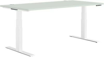 Schäfer Shop Genius Schreibtisch MODENA FLEX elektrisch höhenverstellbar mit T-Fuß, Breite: 160 cm, Tiefe: 80 cm, Farbe: lichtgrau/weiß - Bild 1
