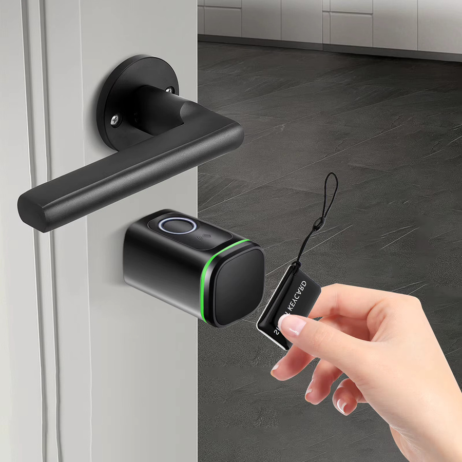 Intelligenter Fingerabdruck-Schließzylinder in Schwarz mit 4-in-1-Entriegelung via App, Schlüsselkarte, manuellem Schlüssel und Typ-C-Notfallanschluss, IP53 wasserdicht, Länge: 6,0 cm - Bild 2
