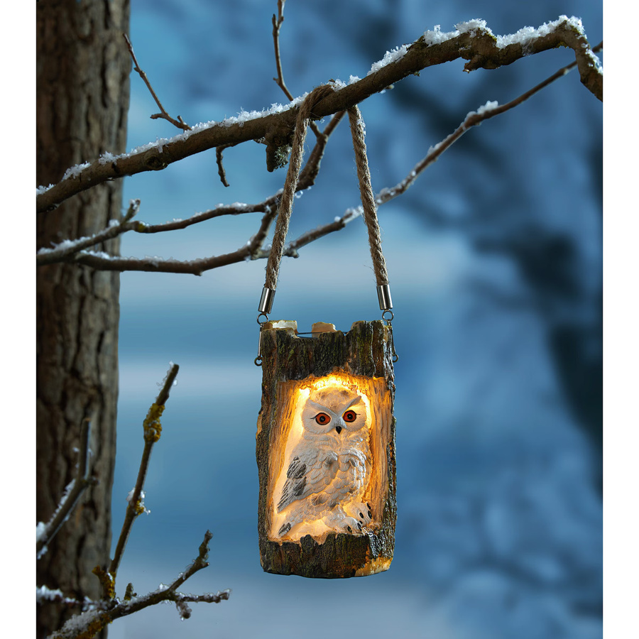 Solar-Hängeleuchte Schnee-Eule von viva domo in Weiß und Braun als Nachtlicht für den Garten - Bild 2