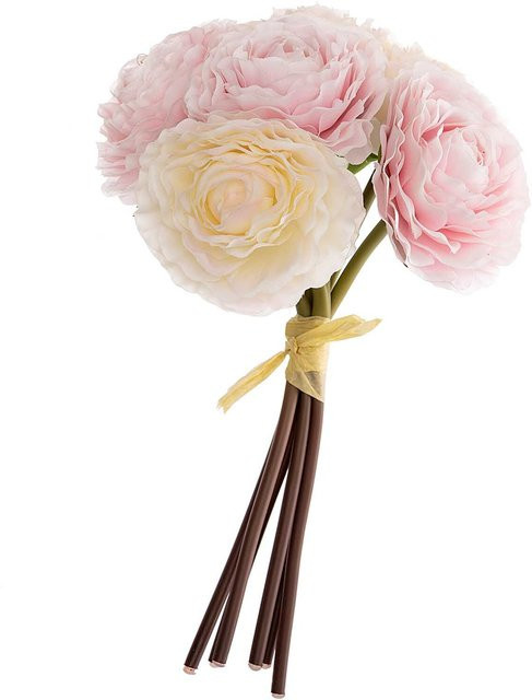 idee. Creativmarkt Ranunkelbund mit 6 Blüten in Rosa-Weiß, Höhe: 22 cm - Bild 1