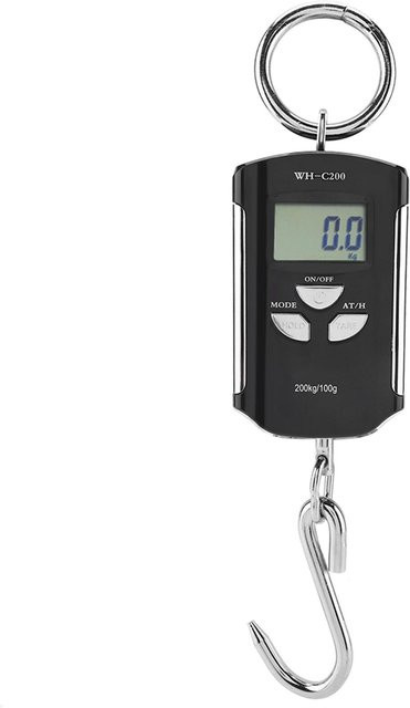 KONNWEI Tragbare digitale elektronische Hängewaage mit LCD-Display und Hintergrundbeleuchtung, max. 200 kg, Farbe Silber/Rot - Bild 1