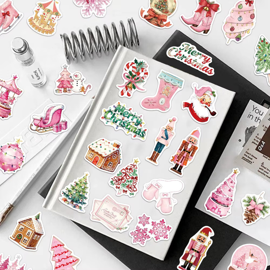 50 Stück Rosa Weihnachten Graffiti Aufkleber Wasserdicht für Notebook, Tasse und Gepäck - Bild 2