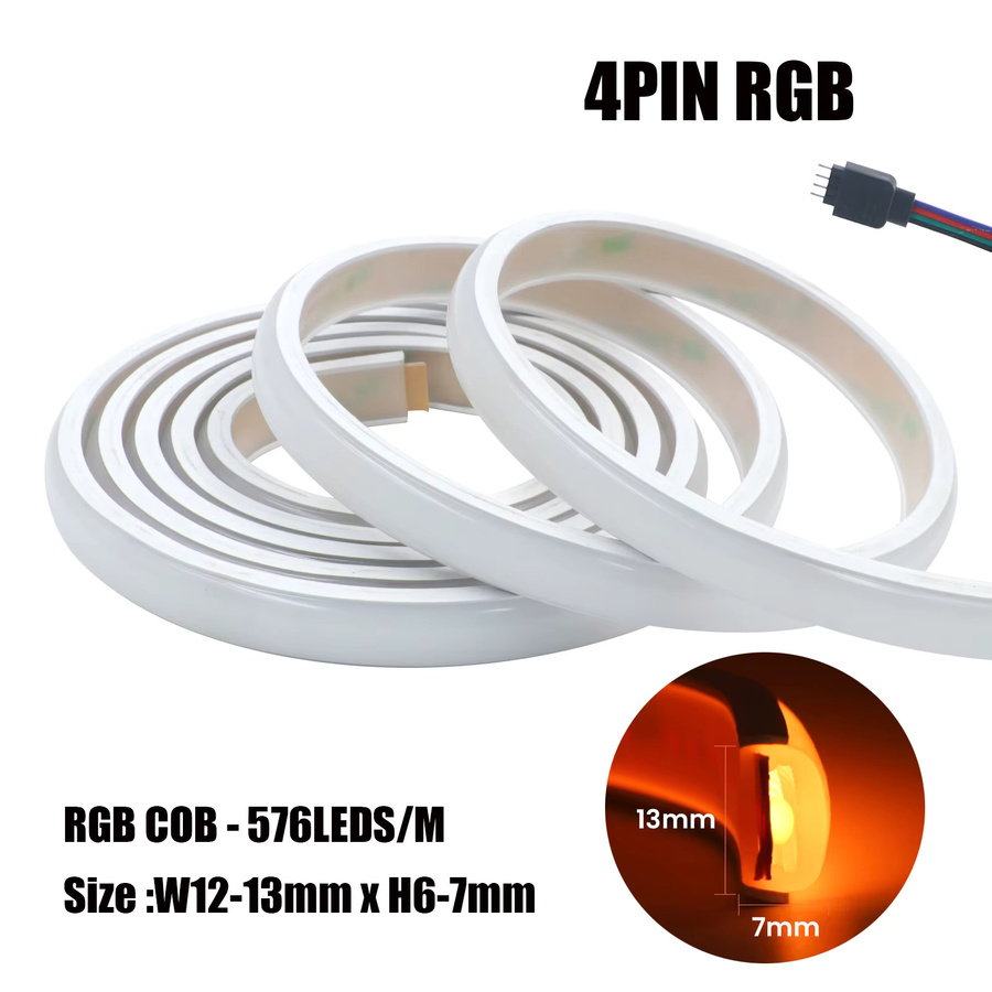 HEGEHE RGB COB Neonstreifen in Multicolour, IP67 Wasserdicht, flexibler Silikonschlauch mit 576 LEDs/m für die Dekorbeleuchtung von Haus und Garten - Bild 3