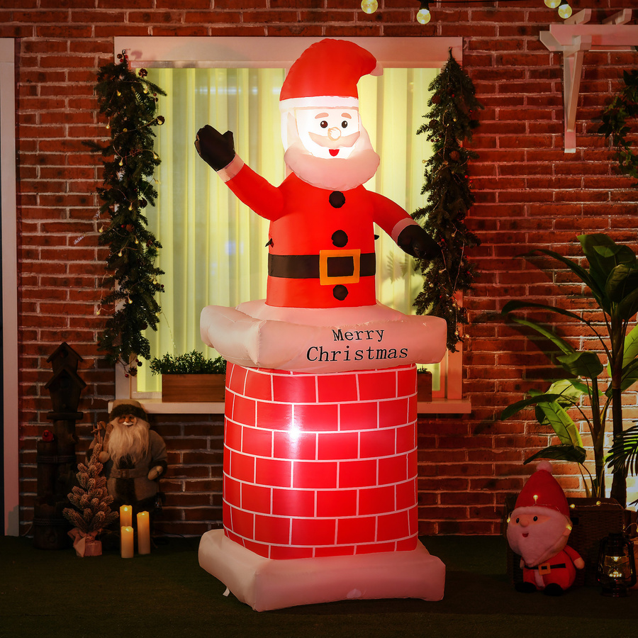 HOMCOM aufblasbare Weihnachtsdekoration Weihnachtsmann mit Schornstein für Garten und Innenbereich mit Beleuchtung - Bild 2