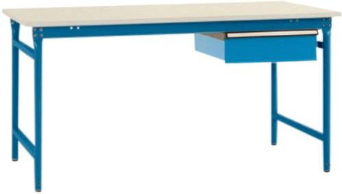 Manuflex BB5237.5007 Beistelltisch BASIS stationär in Blau mit Kunststoff-Platte und Einzelschubfach, B/T/H: 100 x 80 x 78 cm - Bild 1