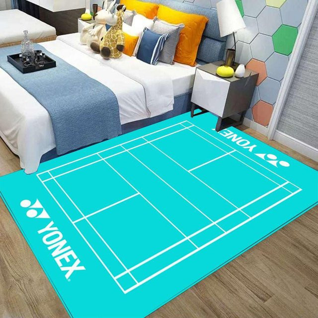 Mehrfarbiger Badminton Sportteppich von Lodestar, rutschfest und waschbar, geometrisches Design aus Polyester, B/T: 40 x 60 cm - Bild 1