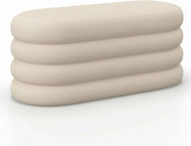 Bessagi Home Hockerbank Lorena Beige Bouclé gepolstert mit Stauraum B: 140 cm, H: 45 cm, T: 47 cm - Bild 1