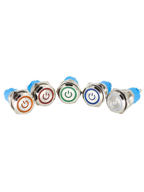 YNIEDER Metall Druckschalter Flachkopf mit LED Momentary Latching 16mm in Weiß - Bild 1