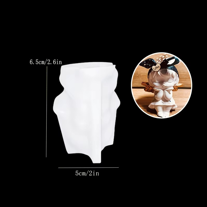 DNEJIU Engelsfigur Silikonform für DIY-Puppen und Kerzen in Weiß, Höhe: 6,5 cm, Breite: 5,0 cm - Bild 2