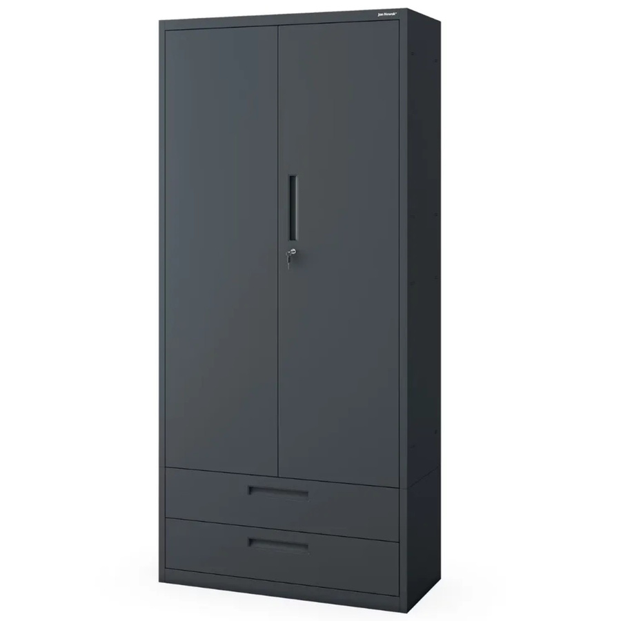 JAN NOWAK Metallschrank MEGAN mit Doppel-Schublade und Türen, Anthrazit, H: 195 cm, B: 90 cm, T: 40 cm - Bild 2