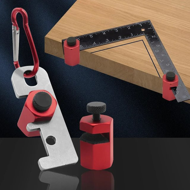 GDART Treppenlehren Set für Layout und Rahmen, 1 Paar Rip Guide Speed Square Jigs mit quadratischer Befestigung, Rot - Bild 1