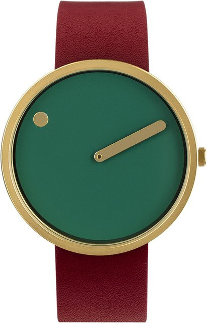 Picto Armbanduhr, Quarz, Edelstahl, Leder, Grün, 40 mm, Unisex - Bild 1