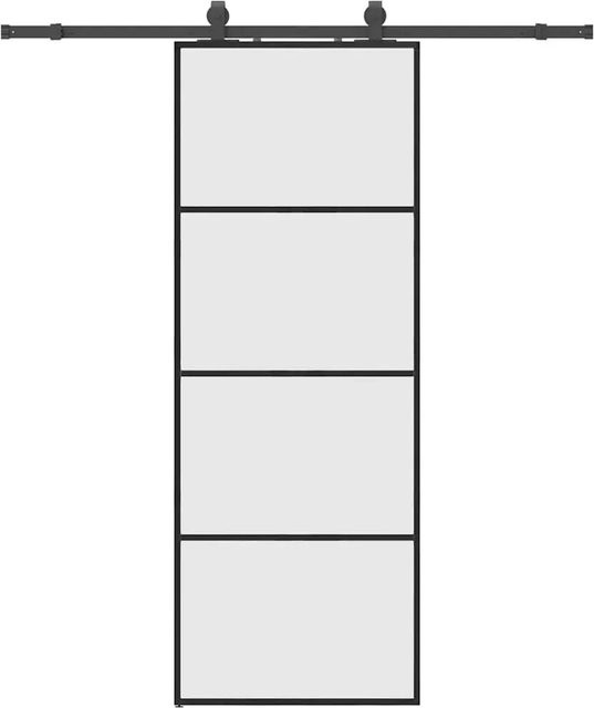 vidaXL Schiebetür aus ESG-Glas in Schwarz mit Beschlag, modern, Breite: 76 cm, Höhe: 205 cm - Bild 1