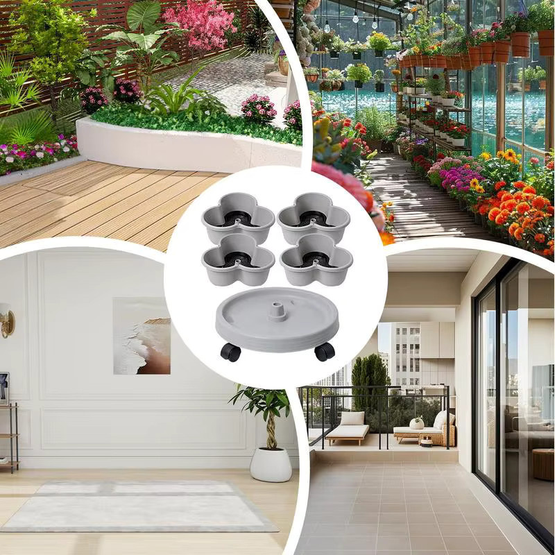 Vertikaler Gartenpflanzer in Grau mit 4-stufigem Gartenturm und Tablett für dein Gemüse und Innengarten - Bild 4