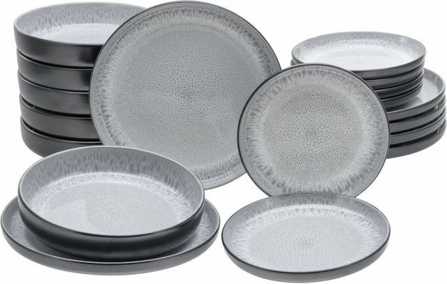 CreaTable Geschirrset Nordic Fjord Frost, 18-teiliges Tafelservice aus Steinzeug in Grau und Blau - Bild 7