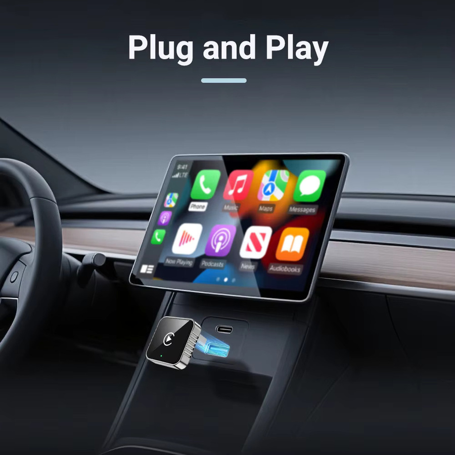 XUDA 2-in-1 Adapter für kabelloses CarPlay und Android Auto, USB-Dongle Plug-and-Play mit Bluetooth, Schwarz - Bild 3