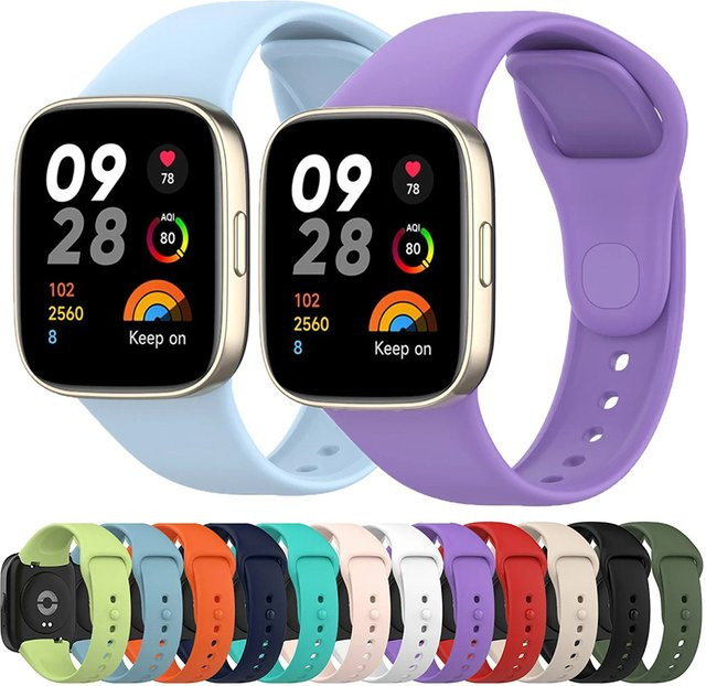 Xiaomi Silikonband für Redmi Watch 3, Active Lite und Mi Watch Lite inklusive Displayschutzfolie in Weiß und Multicolour - Bild 1