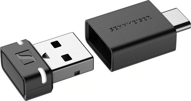 Sennheiser BTD 600 Bluetooth-Dongle in Schwarz mit USB-A und USB-C Anschlüssen - Bild 1