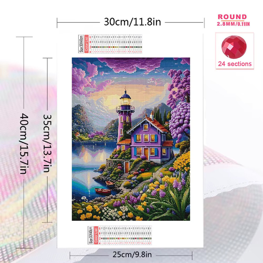 EverShine DIY Diamond Painting Set Leuchtturm Landschaft Mosaik Kit Multicolour - Bild 2