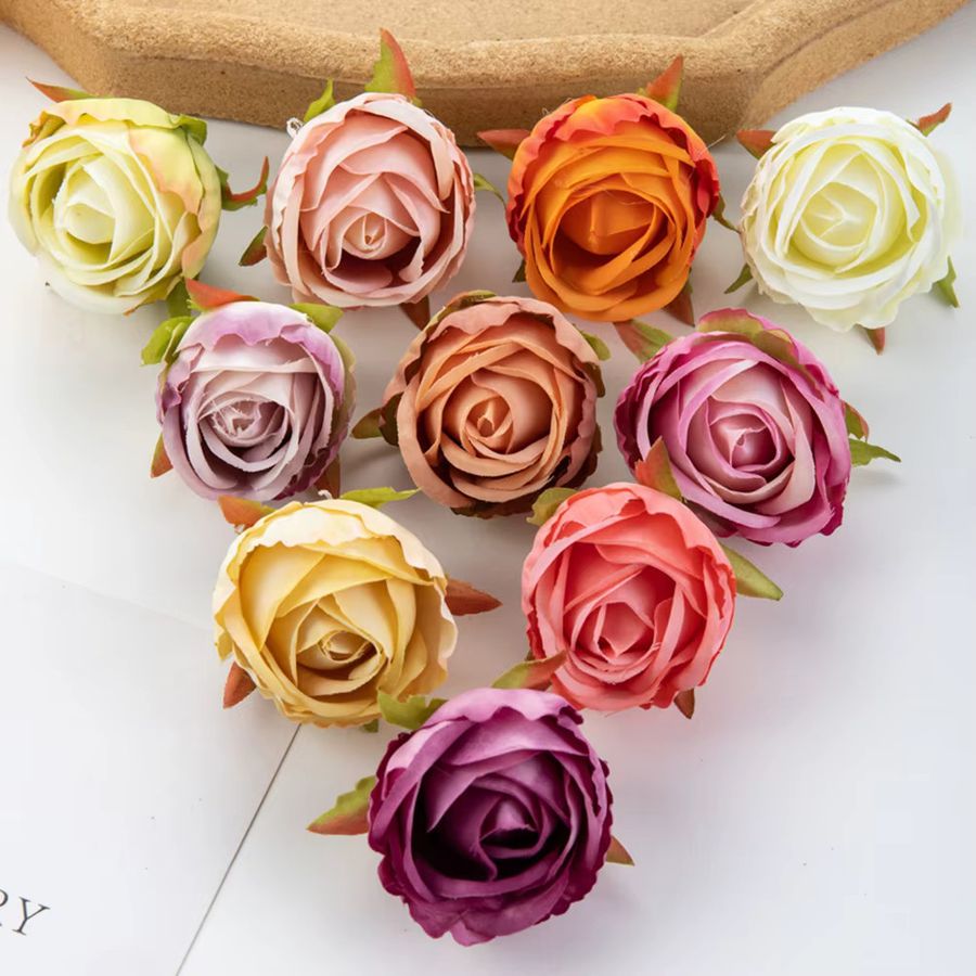 Smr Künstliche Rosen aus Seide in Tiefrosa für Hochzeit und Dekoration (10 Stück) - Bild 3