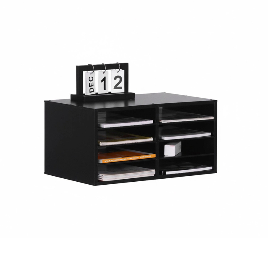 Relaxdays Dokumentenablage aus Bambus und MDF in Schwarz mit 8 Fächern für A4, B/T/H: 49 x 25 x 31 cm - Bild 2