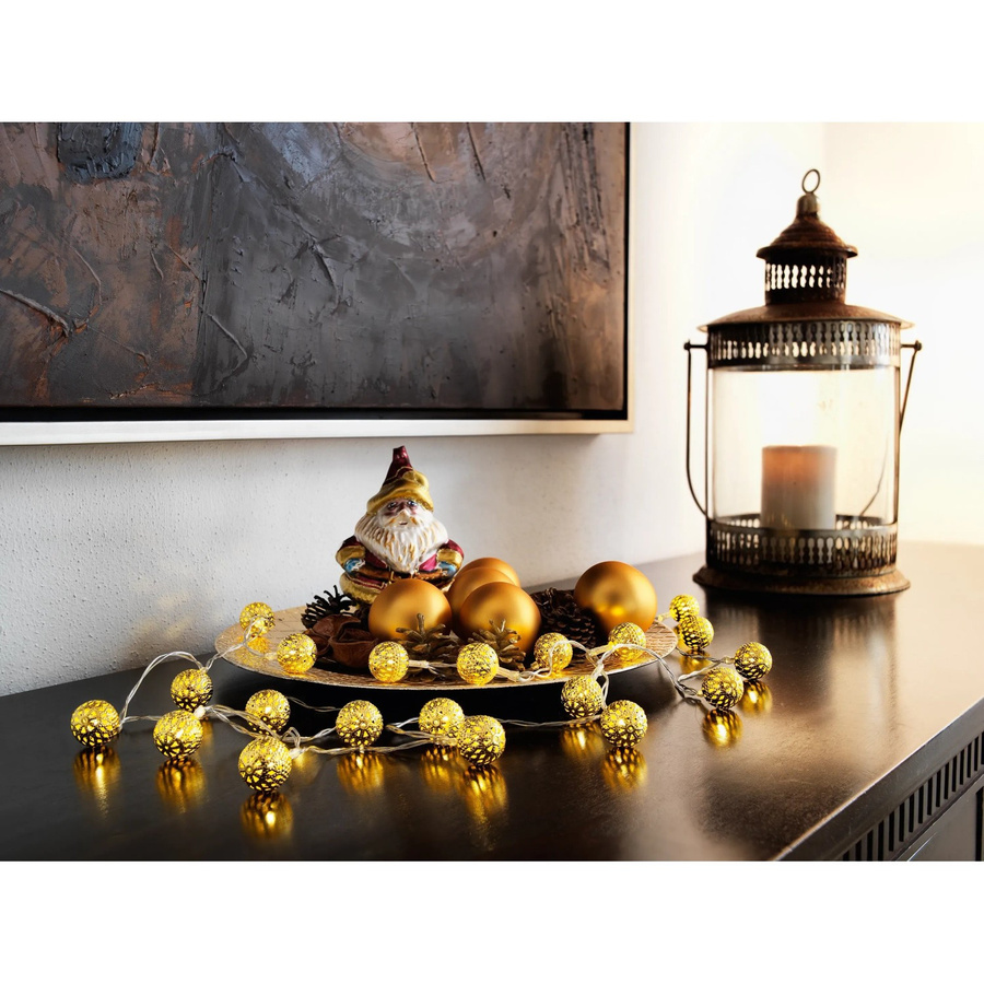 Konstsmide Motiv-Lichterkette mit 20 LED Kugeln in Gold und Warmweiß, batteriebetrieben - Bild 3