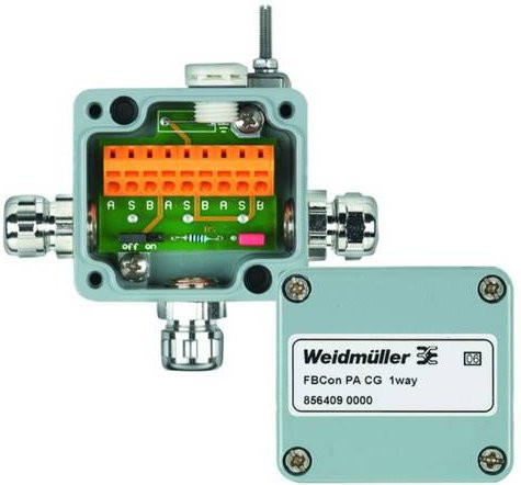 Weidmüller FBCON SS DP PCG TERM 24V Sensor/Aktorbox aktiv PROFIBUS-DP Standardverteiler mit Busabschluss aus Edelstahl in Blau - Bild 1