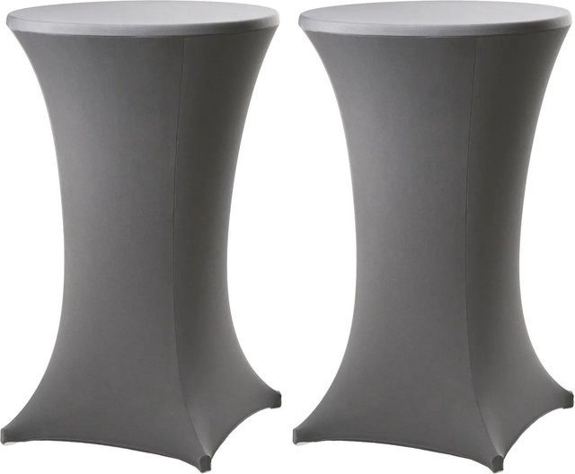 TRUTZHOLM 2er Set Stretch Stehtischhusse aus Polyester, rund, Anthrazit, Durchmesser: 70 cm - Bild 1