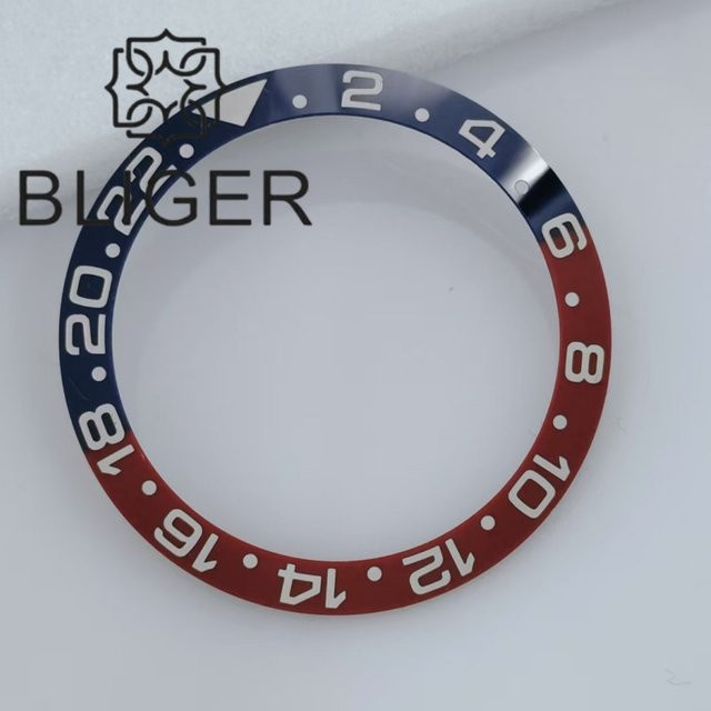 Bliger Lünette Einsatz, Keramik blau rot, 38mm, 30,5mm, Uhrenzubehör - Bild 1