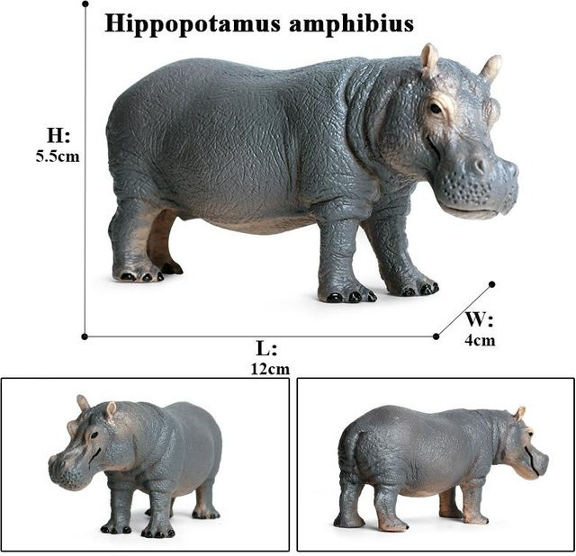 Oenux Wildtiermodell Nashorn Flusspferd, Lernspielzeug, ab 3 Jahre - Bild 1