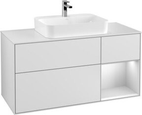 V&B Waschtischunterschrank Finion mit Wandbeleuchtung, Farbe Weiß Lackiert, Breite: 120 cm - Bild 1