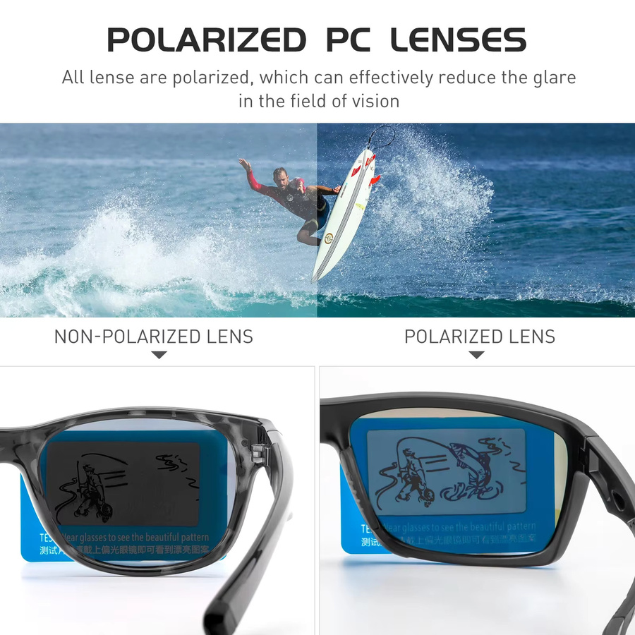 Kapvoe Sportsonnenbrille, Vollrand, Kunststoff, schwarz, Unisex, polarisiert - Bild 4