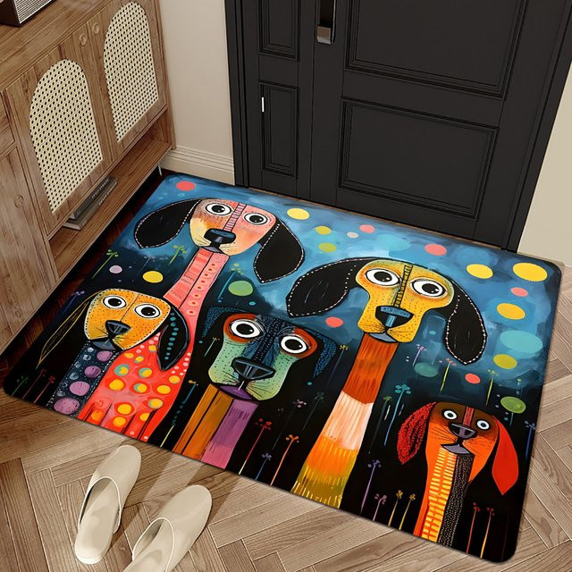 VIKAMA Haustier-Matte mit Cartoon-Design, rutschfest und wasserabsorbierend, Multicolor - Bild 1