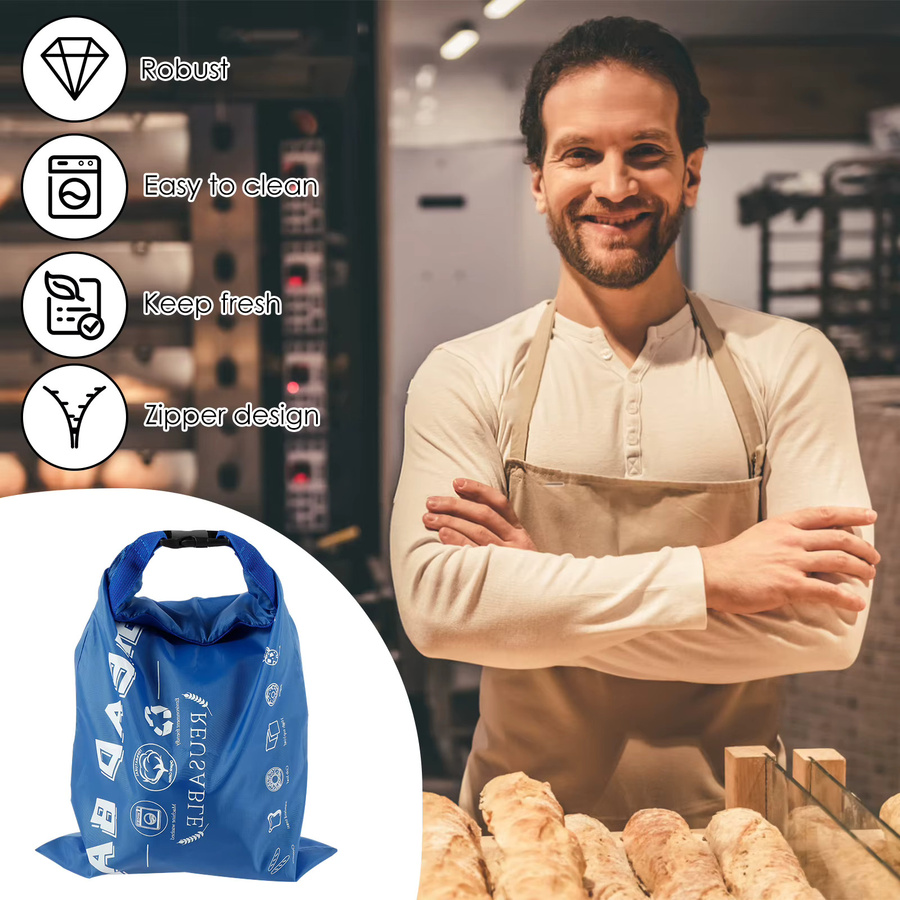Willstar Leinen Brotbeutel Set aus Oxford-Tuch mit Schnalle und Reißverschluss zur Aufbewahrung von Sauerteigbrot in der Küche - Bild 2