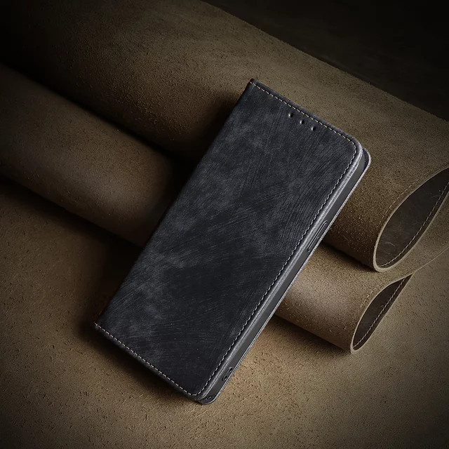 Magnetische Lederhülle für OnePlus 12 5G als Flip Cover Brieftasche mit Kartenfächern und RFID-Schutz in Schwarz oder Braun - Bild 1