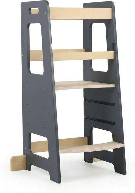 Relaxdays Lernturm aus MDF in Anthrazit Natur, höhenverstellbar mit Sicherheitsbügel und Kippschutz, B/T/H: 90 x 40 x 44 cm - Bild 1