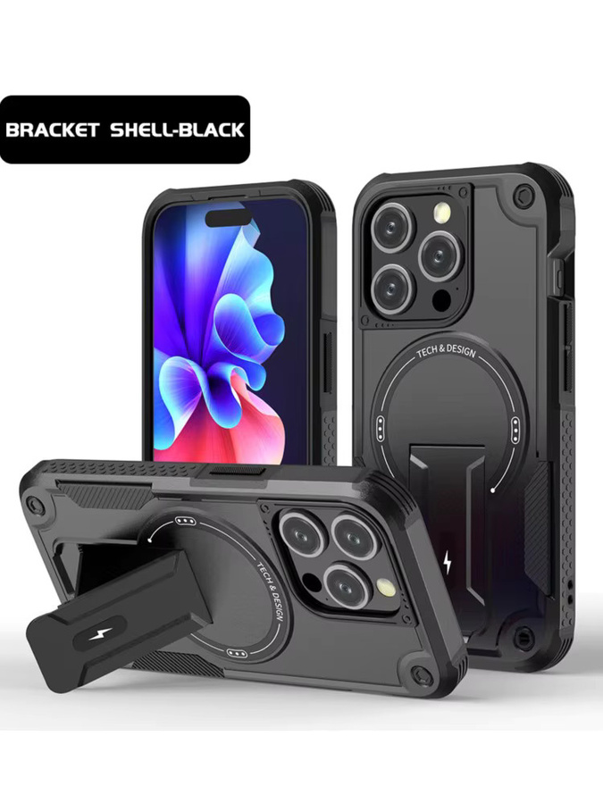 AKABEILA Magnetische Armor-Handyhülle mit Ständer für iPhone, Stoßfeste Schutzhülle in Schwarz oder Blau - Bild 6