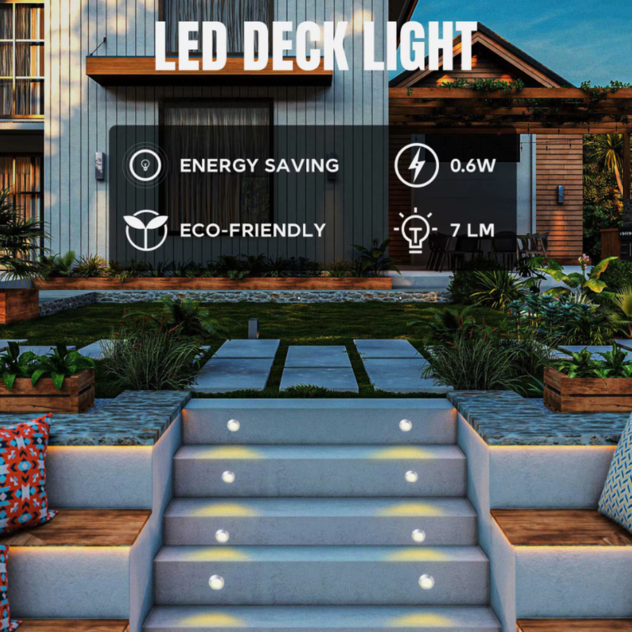 KISUFU LED-Deckleuchte für den Außenbereich, wasserdichte runde Bodenstrahler für Garten und Treppen, warmweiß, DC12V, 10er Set - Bild 3