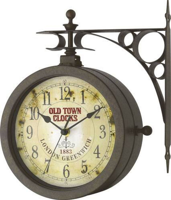 TFA Dostmann Quarz Wanduhr in Schwarz mit Thermometer im Vintage Design aus Metall, B/H/T: 20,5 x 29 x 29,5 cm - Bild 1