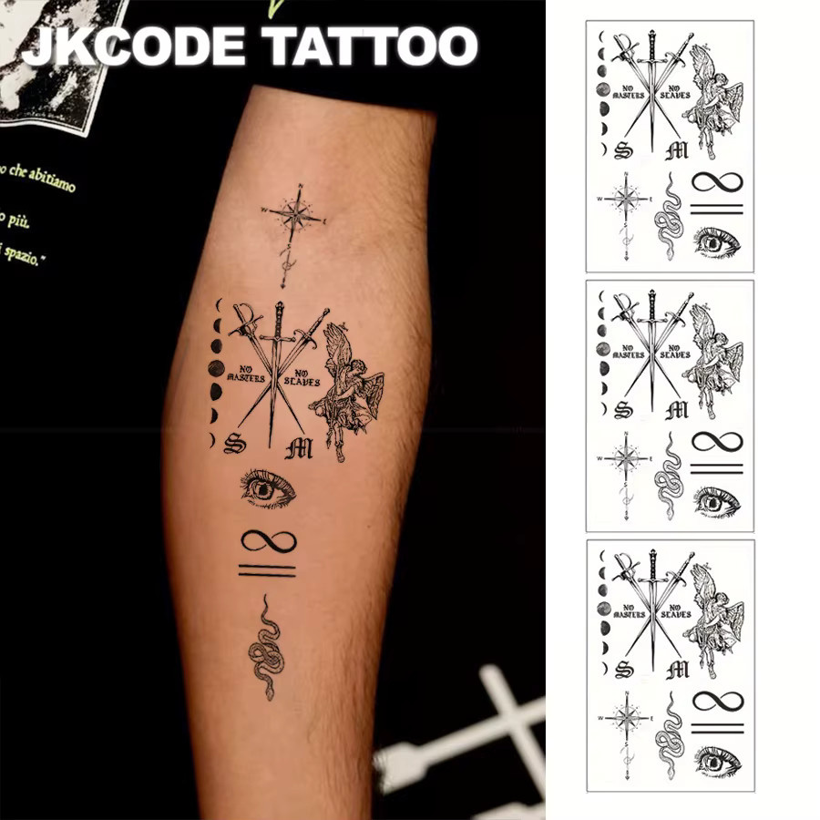 JKCODE TATTOO Temporäre Tattoo-Aufkleber, 3-teilige Sammlung, Retro-Stil - Bild 3