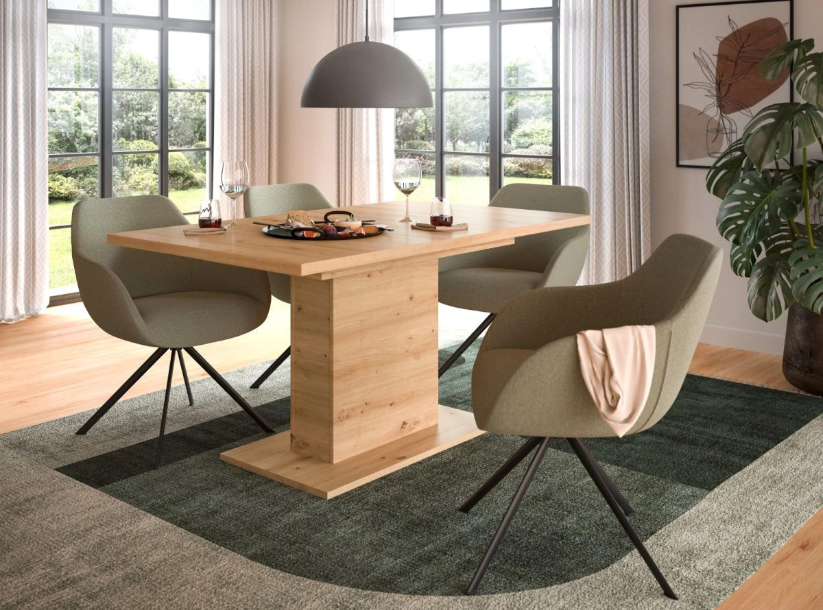 Home-X Esstisch aus Eiche, ausziehbar, rechteckig, braun - Bild 4