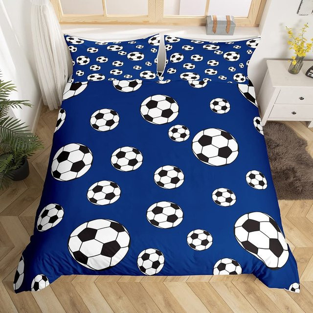 Binchi Fußball Bettwäscheset 3-teilig in Blau mit Reißverschluss, B/H: 140 x 200 cm - Bild 1