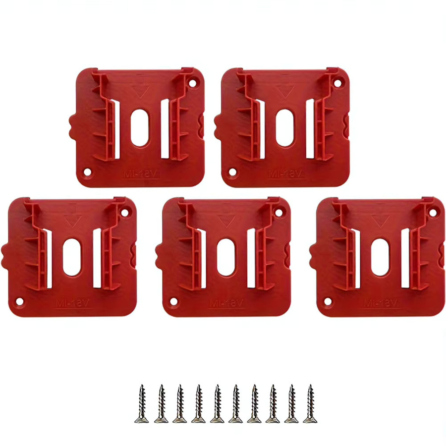 5 Stück Milwaukee M18 18V Batteriehalterung rote Wandhalterung für Lithium-Akkus - Bild 2